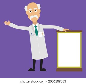 Scientist Having Scroll Flat Vector Cartoon Illustration