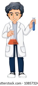 A Scientist Holding Beaker and Test Tube illustration