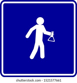 scientist holding a flask yellow vector sign