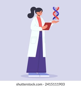 Scientist holds DNA in the hand