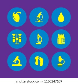 scientist icon. 9 scientist set with research, biology, microscope side view and microscope vector icons for web and mobile app