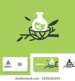 Scientist icon in bird's nest. Logo design template. Business card template. Vector illustration