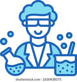 Icono científico Ilustración vectorial azul