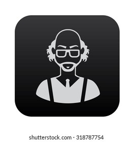Scientist icon design on black button,clean vector