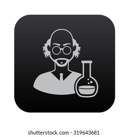 Scientist icon design on black button background,vector