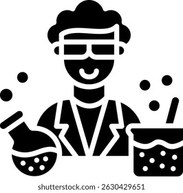 Ilustração do vetor de glifo do ícone do cientista