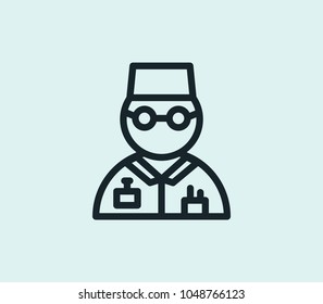 Scientist icon line isolated on clean background. Scientist icon concept drawing icon line in modern style. Vector illustration for your web site mobile logo app UI design.
