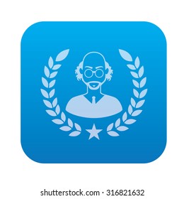 Scientist icon on blue background,clean vector