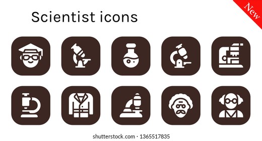 scientist icon set. 10 filled scientist icons.  Simple modern icons about  - Scientist, Microscope, Science, Coat, Mad