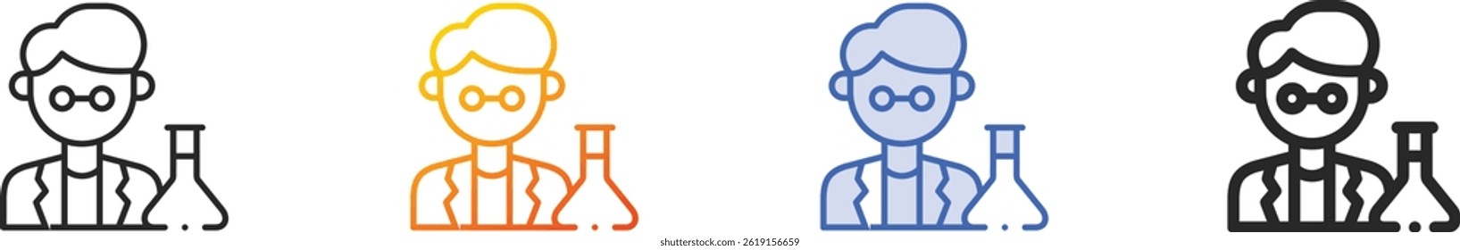scientist icon.Thin Linear, Gradient, Blue Stroke and bold Style Design Isolated On White Background