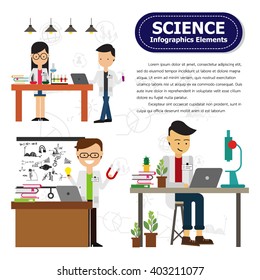 Scientist Infographics Elements , vector illustration 