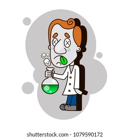 Scientist kid holding an exploding test tube