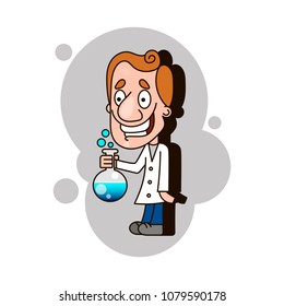 Scientist kid holding an exploding test tube