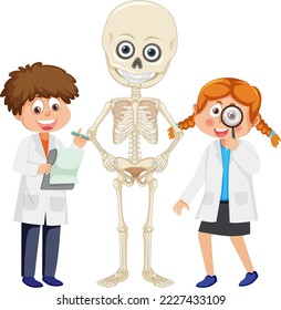 Scientist kids doing science experiment illustration