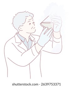 A scientist in a lab coat observes a flask, highlighting the significance of research and experimentation