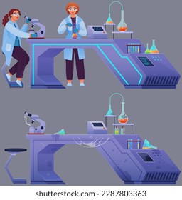 Scientist in lab conducts experiment. Study of technology with equipment before and after failed test, make research on professional apparatus. Modern laboratory physical tests with electricity