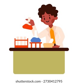 Un científico con ilustración de equipo de laboratorio es adecuado para el Mes de la Historia Negra.