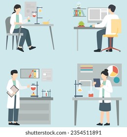 scientist and lab equipment pro clipart vector illustration  