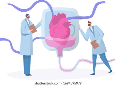 Scientist lab research, concept with tiny people cartoon characters, set isolated on white, vector illustration. Scientific experiment in medical laboratory biology analysis. Genetic science invention