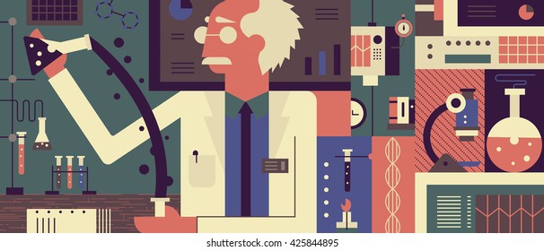 Scientist in laboratory background