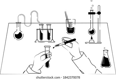 scientist in the laboratory conducts experiments, development of the covid 19 vaccine