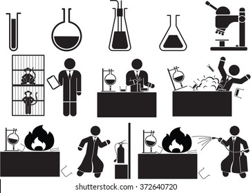 scientist and laboratory icon set