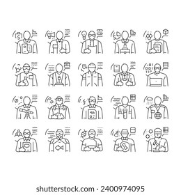 scientist laboratory lab science icons set vector. doctor research, medical technology, woman medicine, chemistry, scientific people scientist laboratory lab science black contour illustrations