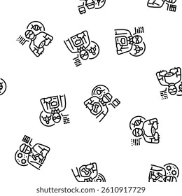 scientist laboratory lab science vector seamless pattern thin line illustration