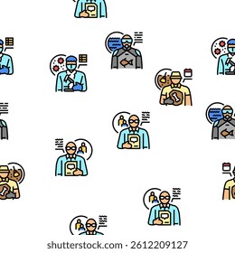 scientist laboratory lab science vector seamless pattern thin line illustration