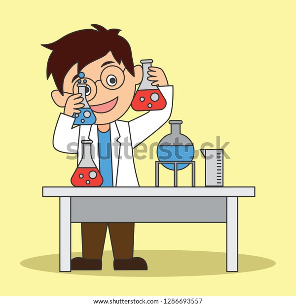 Scientist Man Doing Research Analysis Laboratory Stock Vector (Royalty ...