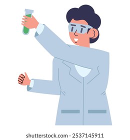 scientist man with glassware lab isolated