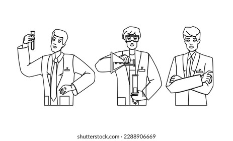 scientist man vector. laboratory doctor, medical science, medicine lab, research chemistry scientist man character. people Illustration