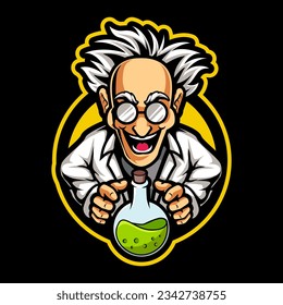 Scientist Mascot Logo Design isolated