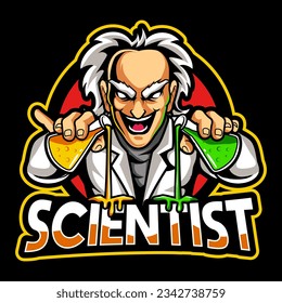 Scientist Mascot Logo Design isolated