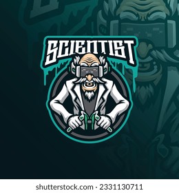 scientist mascot logo design with modern illustration concept style for badge, emblem and t shirt printing. smart scientist illustration.