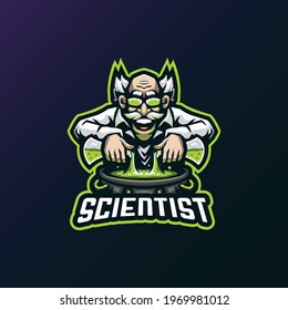 Scientist mascot logo design vector with modern illustration concept style for badge, emblem and t shirt printing. Scientist illustration for sport and esport team.