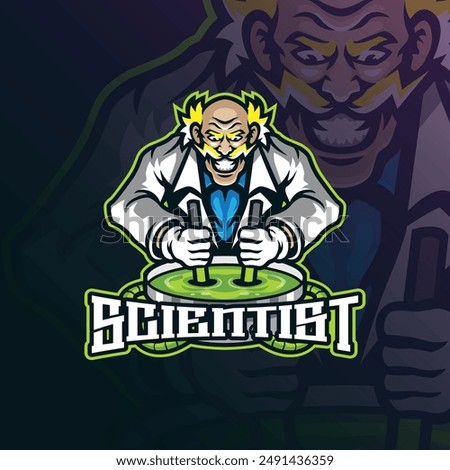 Scientist mascot logo design vector with modern illustration concept style for badge, emblem and t shirt printing. Scientist illustration for sport and esport team.