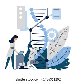 Inteligencia artificial y microbiología y modificación del código de ADN ciencia vectorial científica científica y biología o química genética o desarrollo de la medicina y automatización concepto abstracto de IA