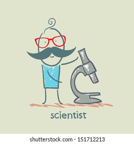 scientist with a microscope