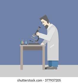 Scientist with microscope