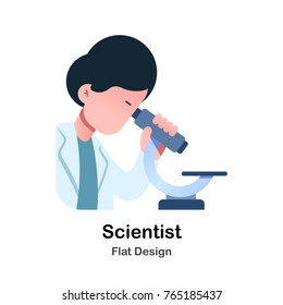 Scientist and microscope Flat Vector Illustration - Shutterstock ID 765185437