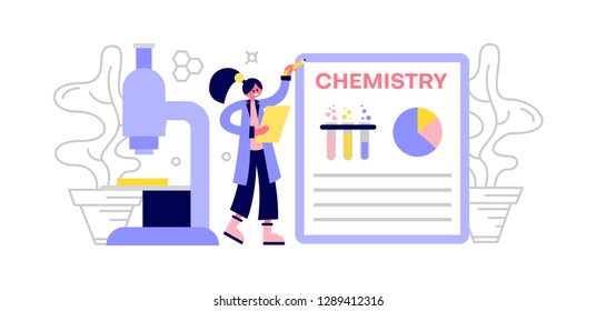 Scientist with a microscope near the board. Scientist.