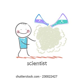 scientist mixes the contents of the tubes