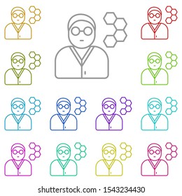 Scientist multi color icon. Simple thin line, outline vector of biology icons for ui and ux, website or mobile application