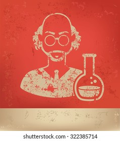 Scientist on red background,poster grunge design