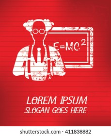 Scientist on red background,poster grunge design
