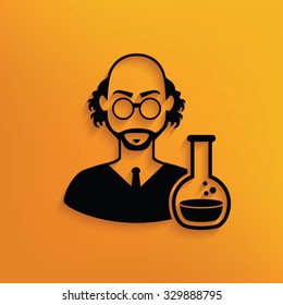 Scientist on yellow background,clean vector