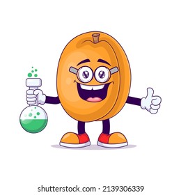 Scientist peach cartoon mascot character vector illustration design