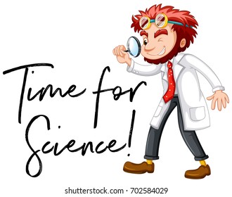 Scientist and phrase time for Science illustration