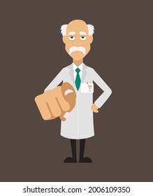 Científico Apuntando a Vector Plano Ilustración